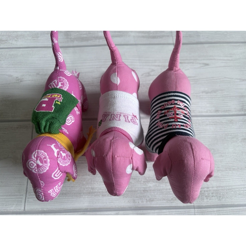 VICTORIA'S SECRET Pink Sweater Dog PUP Plush Figure Lot Of 3